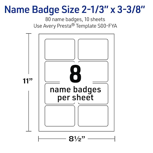 Avery Printable Adhesive Name Badges, 2-1/3" x 3-3/8", Pre-Printed Pink Stripes with Metallic Gold Bow Design, Matte White, Laser & Inkjet Compatible, 80 Total