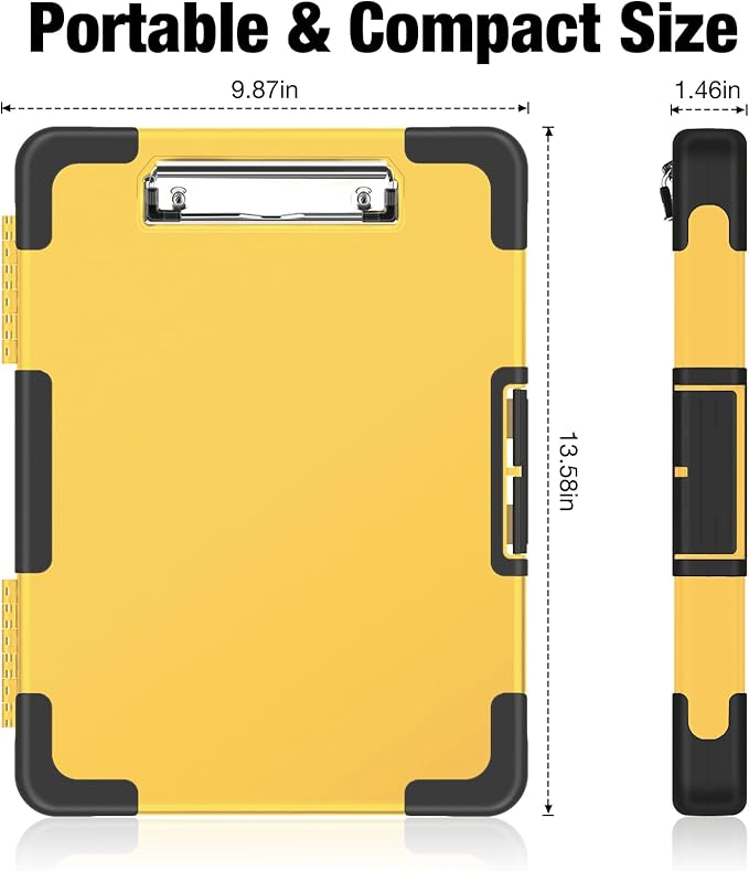 Sooez Toughest Clipboard with Storage, Internal Pen Pouch Included, Letter/ A4 Size, Shockproof Heavy Duty Plastic Clip Boards 8.5x11”, High Capacity Clipboards Box Case for Contractor Trucker Driver
