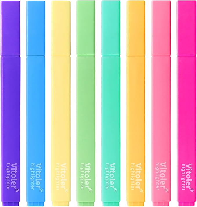Aesthetic Highlighters, 8 Pack Marker Pens, Assorted Color Highlighters,Cute Pastel Highlighte, No Bleed Highlighte for Bible Journaling Planner Notes School Supplies