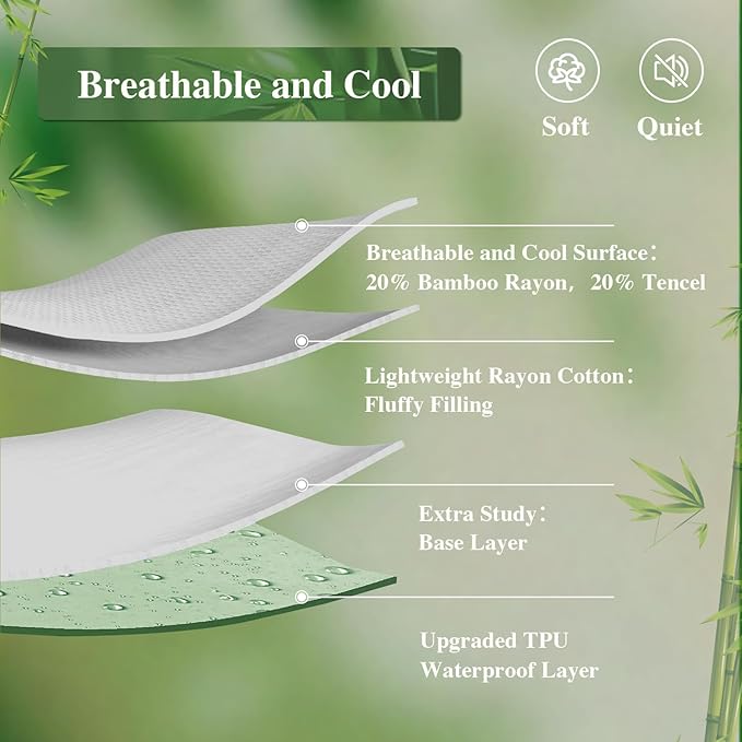 Twin Mattress Protector 2 Pack, Waterproof Mattress Pad Washable Rayon Mattress Cover Breathable Noiseless Bed Protector 3D Patterns 5" - 21'' Elastic Fitted Deep Pocket(Light Grey)