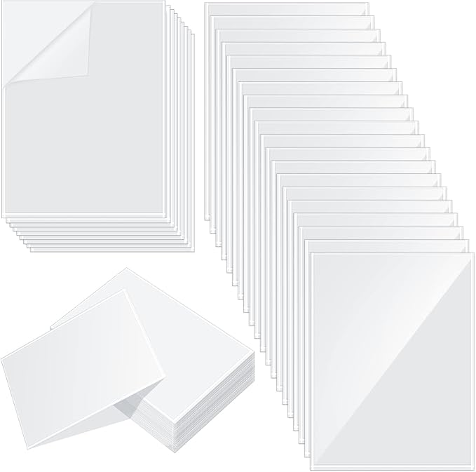 Gueevin 200 Pcs 8.5 x 11 Inch Self Adhesive Display Pockets Peel and Stick Clear Paper Sleeves Wall and Door Communication Clear Adhesive Sheet Protector Letter Size Plastic Sheet Protectors