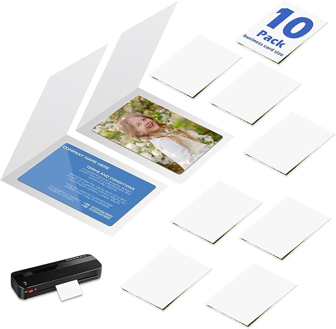10 Pack 3 x 4 Inch Laminator Carrier Sleeve Business Card Size Thermal Laminating Carriers Sheets Protection Thermal for All Brand Laminating Pouches Work Permits Pass Cards Student ID Cards