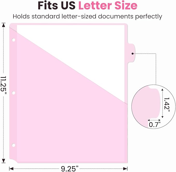 Sooez 8-Tab Binder Dividers with Two Pockets, 8 Tabs Dividers for 3 Ring Binder Organizers, 3-Hole Plastic Sheets Protectors for US Letter Size, School, College, Office Supplies, Pastels, Set of 3