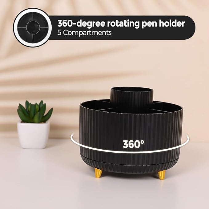 SKYDUE Black Office Supplies, Black Office Desk Accessories 10PCS, Pencil Holder for Desk, Stapler, Tape Dispenser, Scissors, Ruler, Clips and 1000pcs Staples, Desk Supplies Set