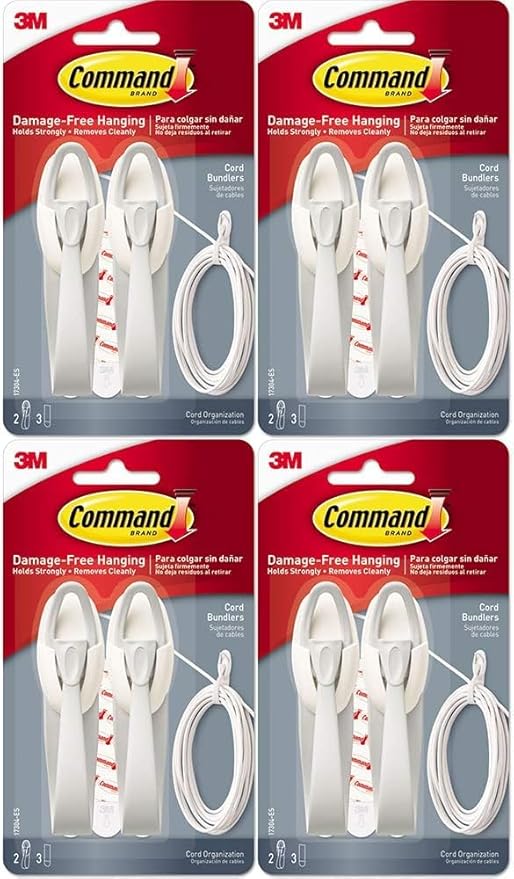 3M 17304 Command Cord Bundlers 4 Pack (8 Bundlers)