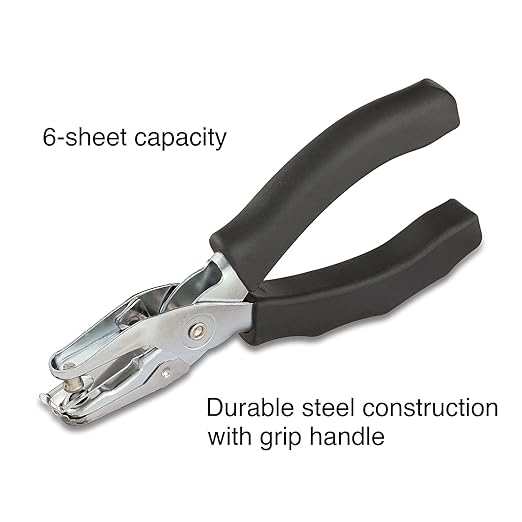 Staples Premium 1‑Hole Punch, 5‑Sheet Capacity – Metal Single‑Hole Punch