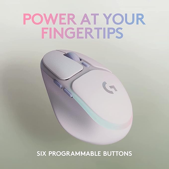 Logitech G705 Wireless Gaming Mouse, Customizable LIGHTSYNC RGB Lighting, Lightspeed Wireless, Bluetooth Connectivity, Lightweight, PC/Mac/Laptop - White Mist