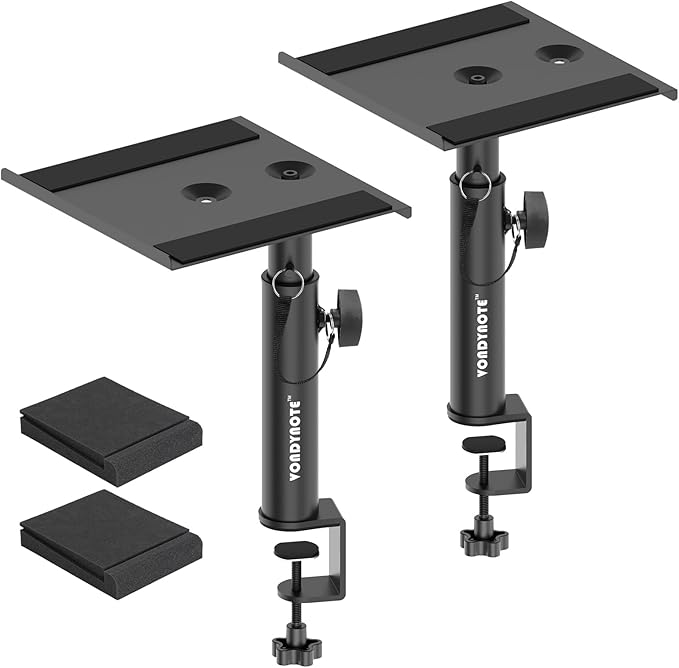 Set of 2 Studio Monitor Stands Desk Clamp Desktop Speaker Stands with Isolation Pads
