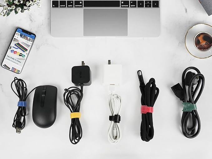 150PCS 8 Inch Cable Ties Reusable Multi-Purpose Wire Ties Cord Organizer Adjustable Cable Management 5 Colors