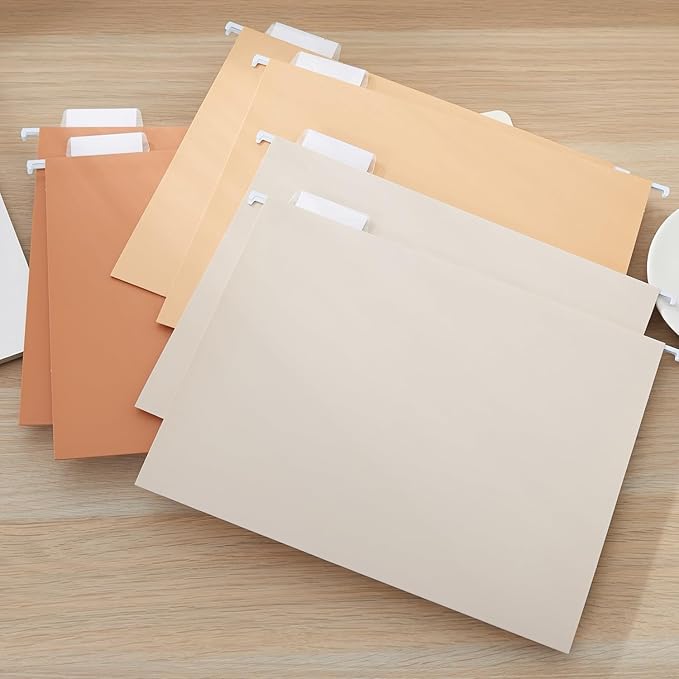 Y YOMA 6 Pack Gradient Hanging File Folders Letter Size Decorative Hanging Folder Pretty File Folder Organizer for Filing Cabinet Office Home with 1/5-Cut Adjustable Tabs, Sunny Orange