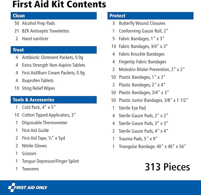 First Aid Only 313 Piece Home & Go Emergency First Aid Kit (91081)