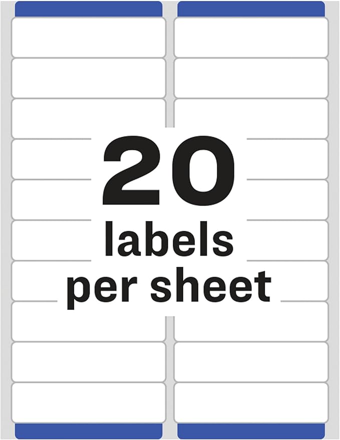 Avery Easy Peel Printable Address Labels with Sure Feed, 1" x 4", White, 2,000 Blank Mailing Labels for Laser Printers (5161)