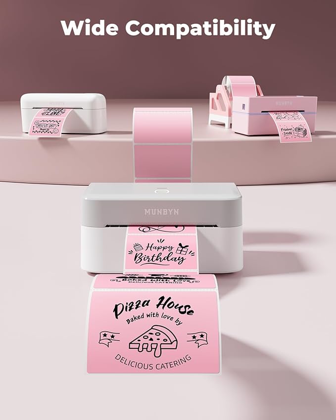 MUNBYN 3x2 Inch Pink Thermal Labels, Thermal Sticker Labels for Price, Barcode, Mailing, Name, 500 Sheets/1 Roll