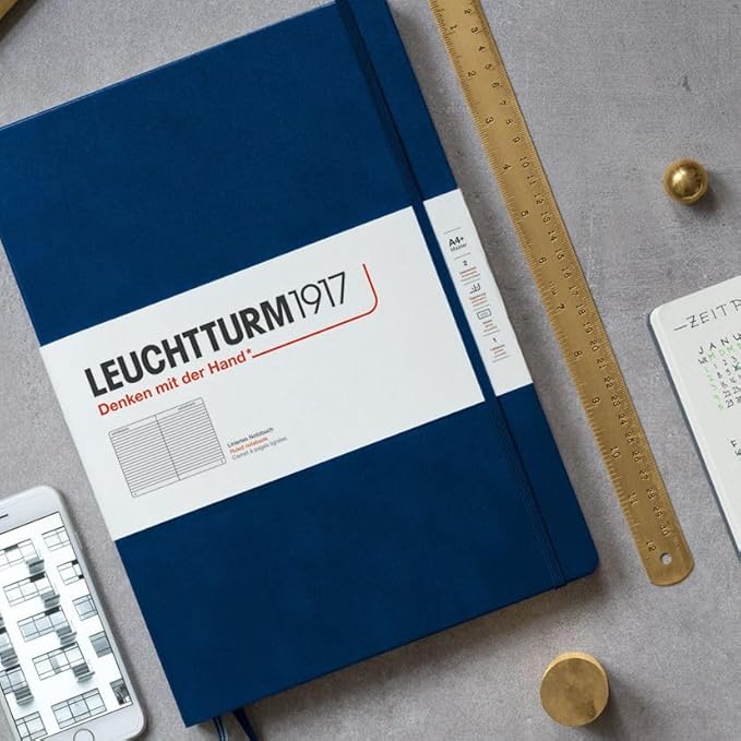LEUCHTTURM1917 - Notebook Hardcover Medium A5-251 Numbered Pages for Writing and Journaling (Black, Plain)