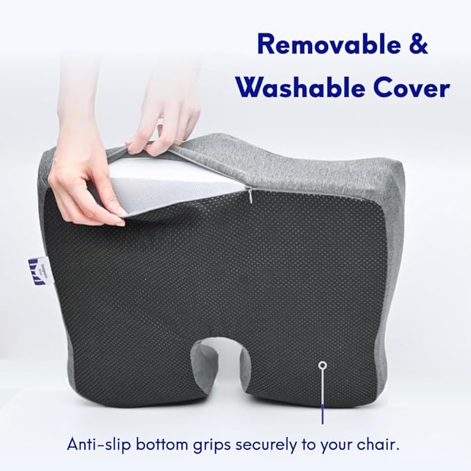 C CUSHION LAB Patented Pressure Relief Seat Cushion for Long Sitting Hours on Office/Home Chair, Car, Wheelchair - Extra-Dense Memory Foam for Hip, Tailbone, Coccyx, Sciatica - Wellness Green