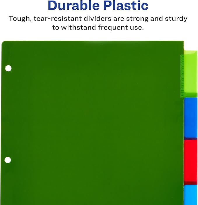 Avery Dividers for 3 Ring Binders, 5-Tab Binder Dividers, Plastic Binder Dividers, Insertable Big Tabs, Multicolor, 1 Set (11900) (Pack of 2)