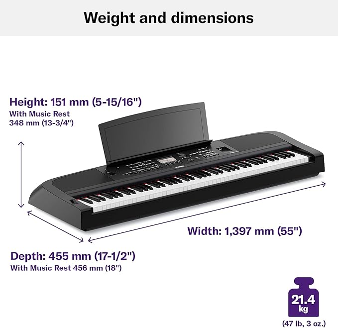 Yamaha DGX-670B, 88-Key Weighted Digital Piano with Sustain Foot Switch and Music Rest, Black - Furniture Stand Sold Separately