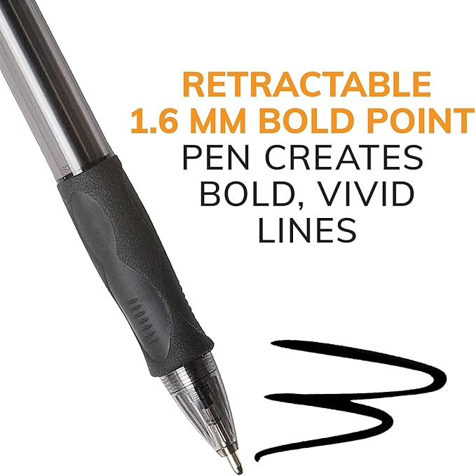 BIC VLGB11BK Velocity Retractable Ballpoint Pen, Black Ink, 1.6mm, Bold, Dozen