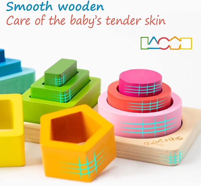 Montessori Toys for 1 2 3 Year Old Boys Girls-Wooden Sorting & Stacking Toys for Baby Toddlers,Educational Shape Color Sorter Preschool Kids Gifts…