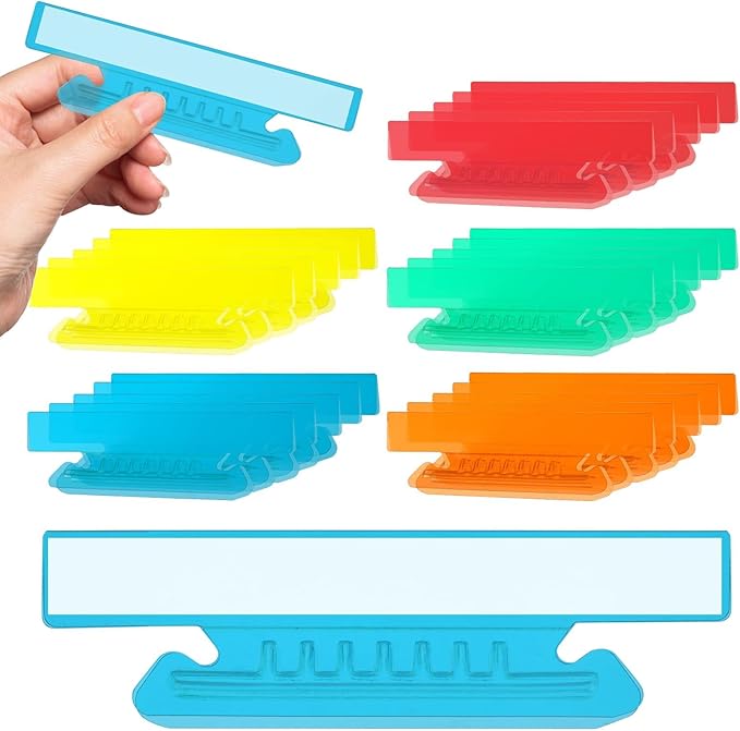 100 Pieces 4 Inch Hanging File Folder Tabs and Inserts Large Clear Plastic Hanging Folder Tabs for Filing Cabinet Folders Labels Back to School Supplies Assorted Colors (100)