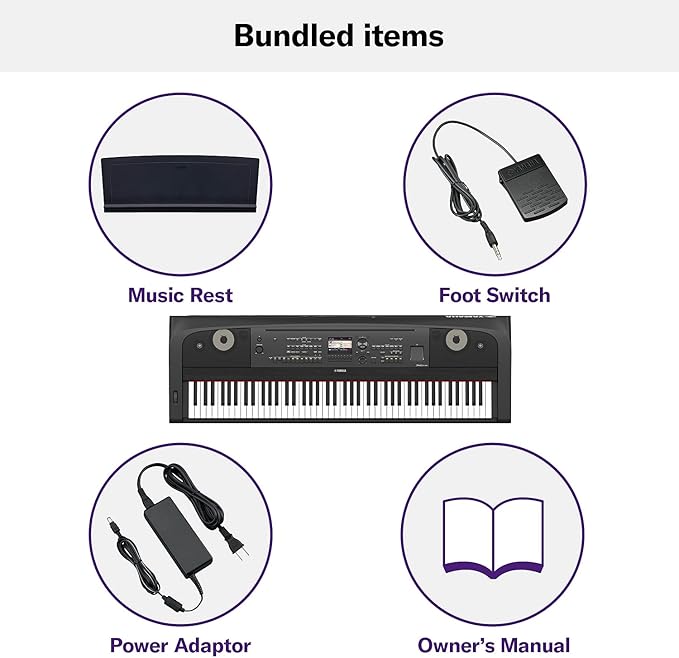 Yamaha DGX-670B, 88-Key Weighted Digital Piano with Sustain Foot Switch and Music Rest, Black - Furniture Stand Sold Separately