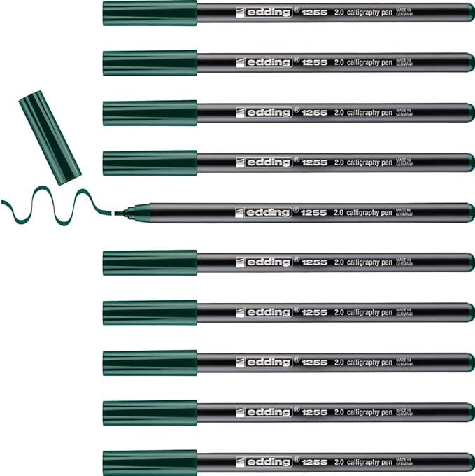 edding 1255 0.2 mm Calligraphy Pen - Bottle Green (Pack of 10)