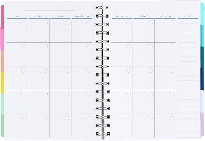 Inspired by Erin Condren A5 Undated Planner, Spiral Bound Daily & Weekly Planner with Monthly Tabs, Portable Organizer for Productivity, Goal Setting, Includes Sticker Sheets, Green Leaves Design