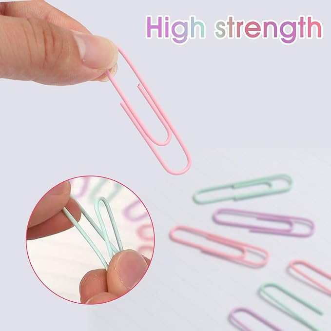 Pastel Jumbo Paper Clips, 300pcs 2 Inch (50 mm) Paper Clip Paperclips Soft Color Clips for Paperwork Ideal for Home, School and Office Use (Pastel, 2 Inch)