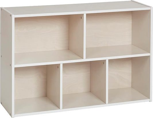 ECR4Kids Streamline 5-Compartment Storage Cabinet, 24in, Classroom Furniture, White Wash