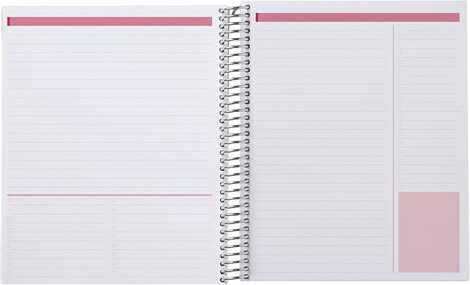 Erin Condren 8.5" x 11” Productivity Spiral Notebook, Lines & Checklist Layout with 80 Lb. Paper, Canvas Asterisk Cover, 160 Productivity Notebook Pages, Platinum Coil, Stickers Included