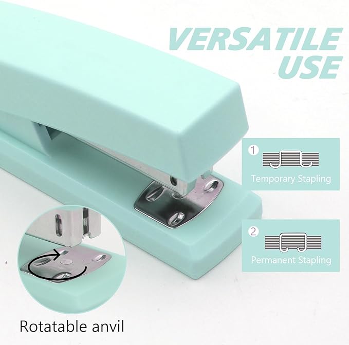 Green Office Stapler, 25 Sheet Capacity with 2000 Staples and Staple Remover, Desktop Stapler,Green Office Supplies for Students and Office Clerks