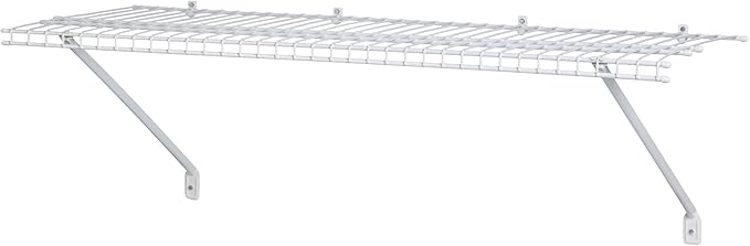 ClosetMaid Wire Shelf Kit with Hardware, 4 Ft. Wide, for Pantry, Closet, Laundry, White Vinyl Finish