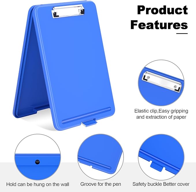 Hongri Clipboard with Storage, 8.5 x 11 Nursing Clip Board Foldable Storage for Nurses, Lawyers, Students, Classroom, Office, School, Size 13.4 x 9.4 X 0.9 in, Dark Blue