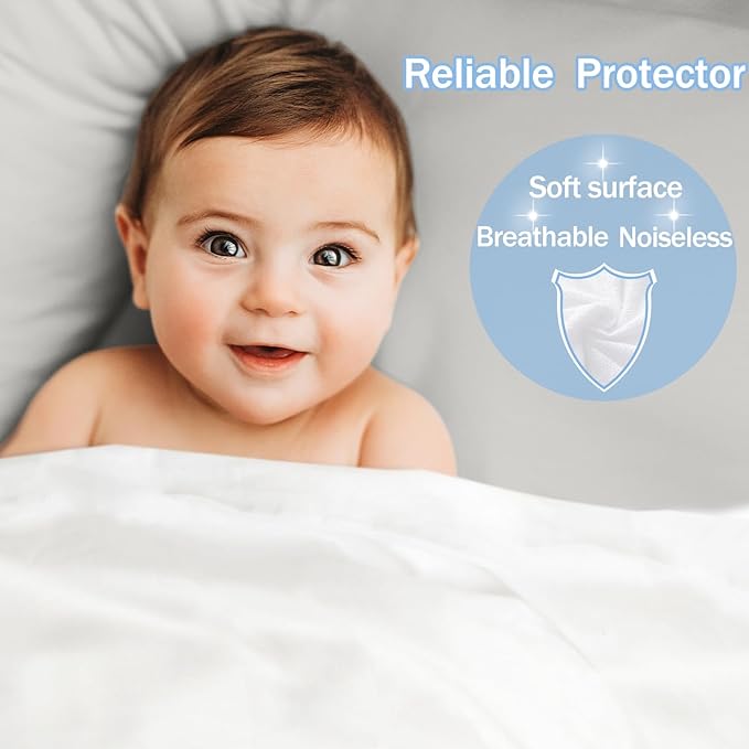 2 Pack Full Premium Waterproof Mattress Protector, Soft Breathable Mattress Pad, Noiseless Waterproof Bed Cover - Stretch to 21" Fitted Deep Pocket Mattress Protection Cover - Light Grey