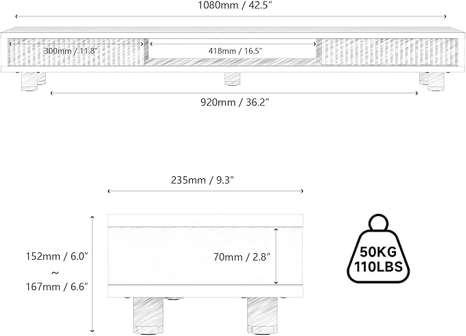 Fenge Dual Monitor Stand, 42.5inch Long Monitor Stands Riser for 2 Monitors, Sliding Door with Storage Organizer Stand for Desk, 2 Tier Desk Shelf for Laptop, Pc, Printer, Computer, TV