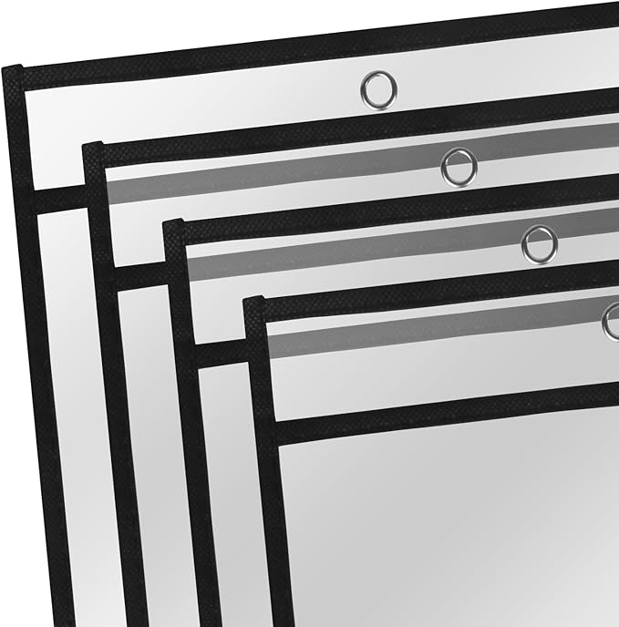 Heavy Duty Sheet Protectors 8.5 x 11 Job Ticket Holders, 30 Pack Dry Erase Pockets Plastic Paper Sleeves Clear Sleeves for Paper Clear Document Protectors for Shop Office Classroom Home, Black