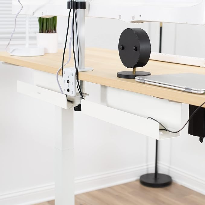 VIVO 2 Pack Under Desk 17 inch Cable Management Tray, Cord Organizer, Home Office Desk Accessories, White, DESK-AC06-2CW