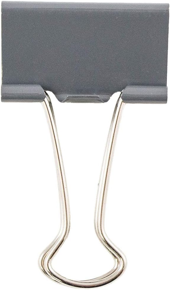 JAM PAPER Colorful Binder Clips - Medium - 1 1/4 Inch (32 mm) - Grey Binderclips - 15/Pack