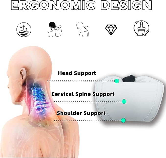 Car Neck Pillow for Tesla Model 3 Model Y Model S Model X Cybertruck and Most Cars, Memory Foam Ergonomic Design Seat Neck Support Headrest, 2 Pieces, White