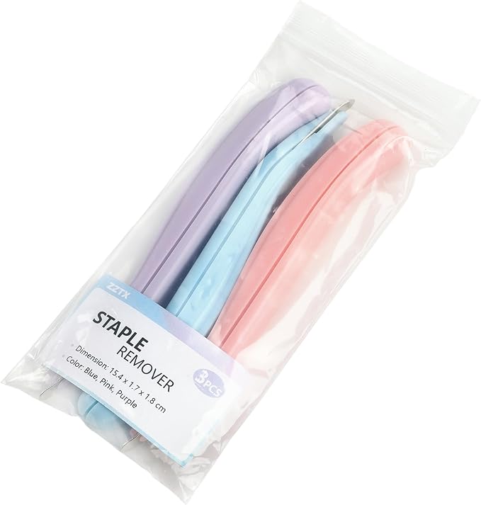 Professional Magnetic Staple Remover Puller Staples Remover Staple Removal Tool for School Office Home 3 Pack (Blue, Pink, Purple)