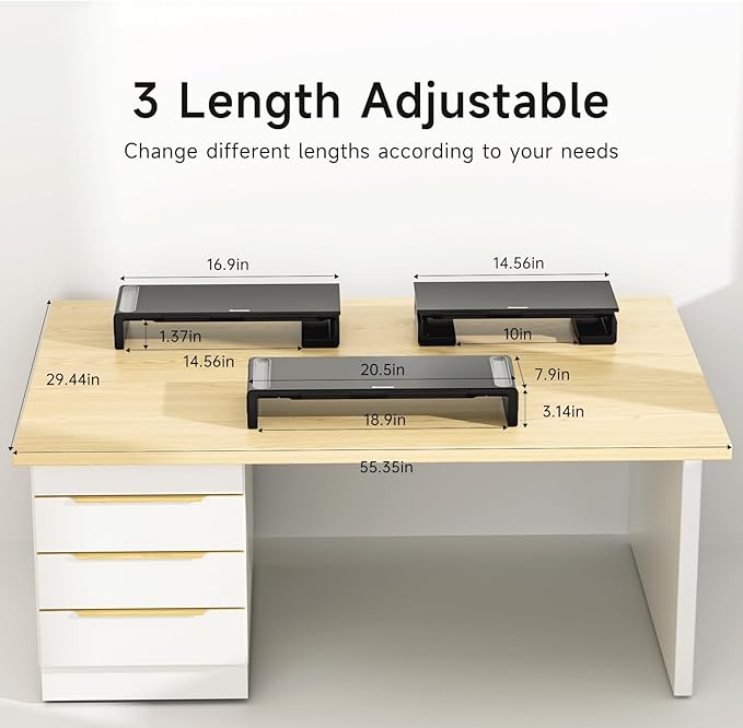 OImatser Monitor Riser 3.0 USB HUB, Foldable Computer Stand with Type-C Port, Adjustable Length and Storage Drawer & Pen Slot, Phone Stand