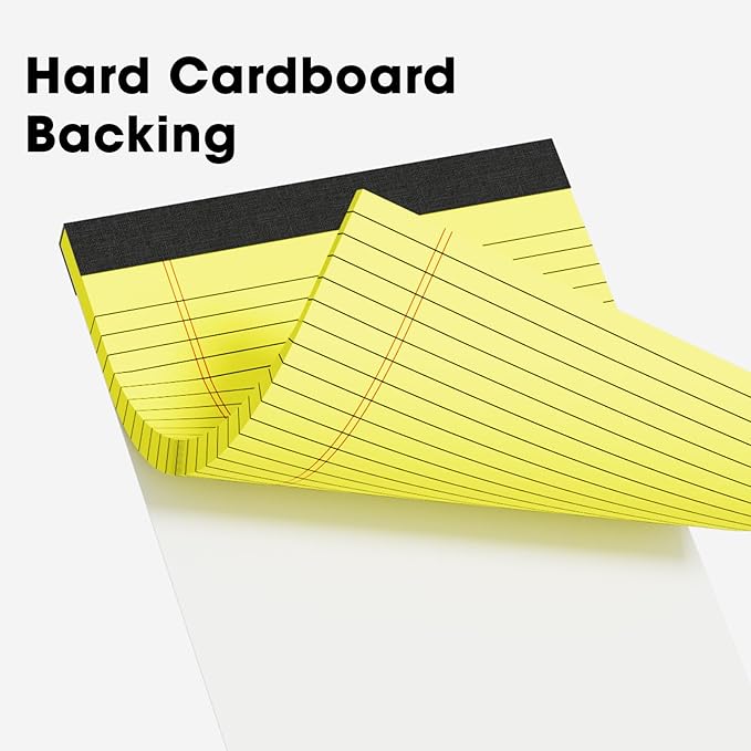 Yellow Legal Pads Note Pads 8.5 x 11 inch Wide Ruled, 30 Sheets/Pad, 20lb Colored Paper, Perforated Notepad with Sturdy Back (3 Pads Yellow)