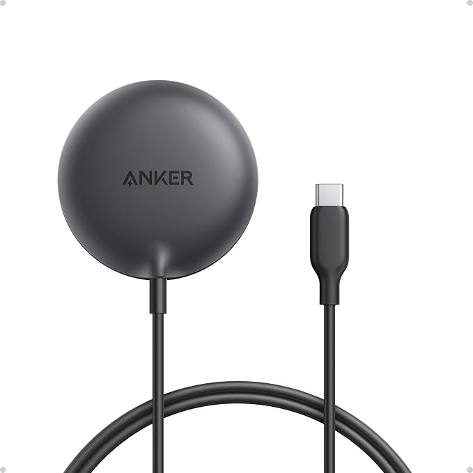 Anker Zolo Magnetic Wireless Charger, Qi2 Certified 15W MagSafe-Compatible Wireless Charging Pad, for iPhone 17/16/15/14/13/12 Series, AirPods, and More (Not for Pixel, Adapter Not Included)