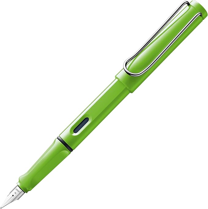 LAMY safari green - Fountain Pen with ergonomic grip & polished steel nib in size B - ideal for any Writing & Calligraphy - including LAMY T 10 blue cartridge - Right-Handed