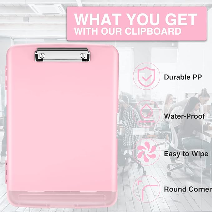 Sooez Clipboards with Storage, High Capacity Clip Boards 8.5x11 with Storage, Heavy Duty Nursing Clipboard Folder, Plastic Clipboard with Pen Holder for Women Teachers Work, School & Office Supplies