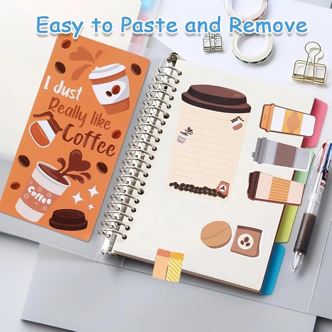 QPIXVB Funny Sticky Notes for Work,Coffee Lover Gifts,Coffee Sticky Notes Set,550 Sheets,Gifts for College Students,Back to School Teacher Gift,Divider Tabs Bundle for Men Women Home School Supplies