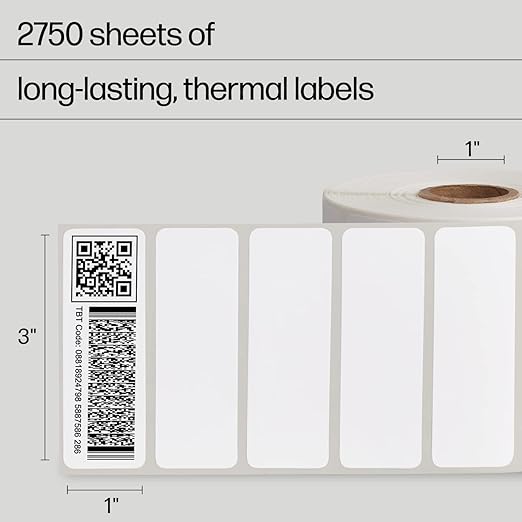 NEW HP WORKSOLUTIONS HPKER3X1PK2 3X1 LABEL 2 ROLLS OF 1375 (2750 SHEETS)