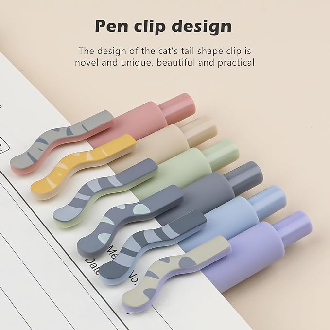 Ddaowanx Cat Gel Pens, 6 Assorted Colors 0.7mm Cute Colored Pens Fine Point Smooth Writing,Kawaii Office School Supplies,Cat Gifts for Women(6 Pcs Cat, Multicolor)