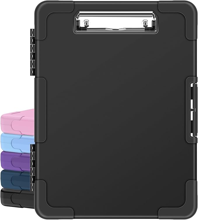 Sooez Toughest Clipboard with Storage, Internal Pen Pouch Included, Letter/ A4 Size, Shockproof Heavy Duty Plastic Clip Boards 8.5x11”, High Capacity Clipboards Box Case for Contractor Trucker Driver