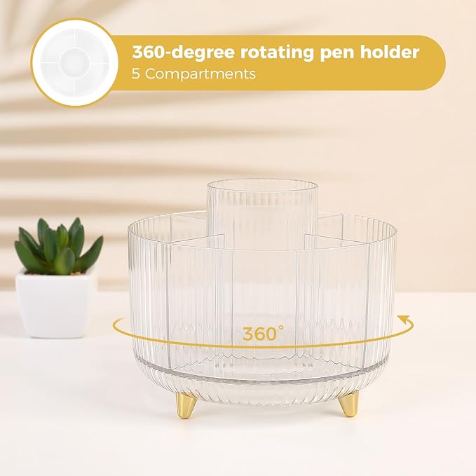 SKYDUE Gold Office Supplies Set, Pencil Holder for Desk,Gel Pen, Stapler, Tape Dispenser, Scissors,Clips and 1000pcs Staples, Office Decor for Women, Gold Desk Accessories